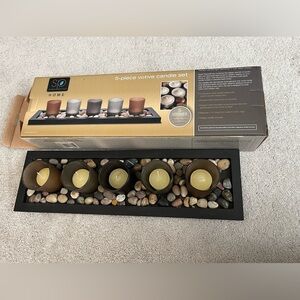 5-Piece Votive Candle Set Centerpiece with Rocks and Candles
